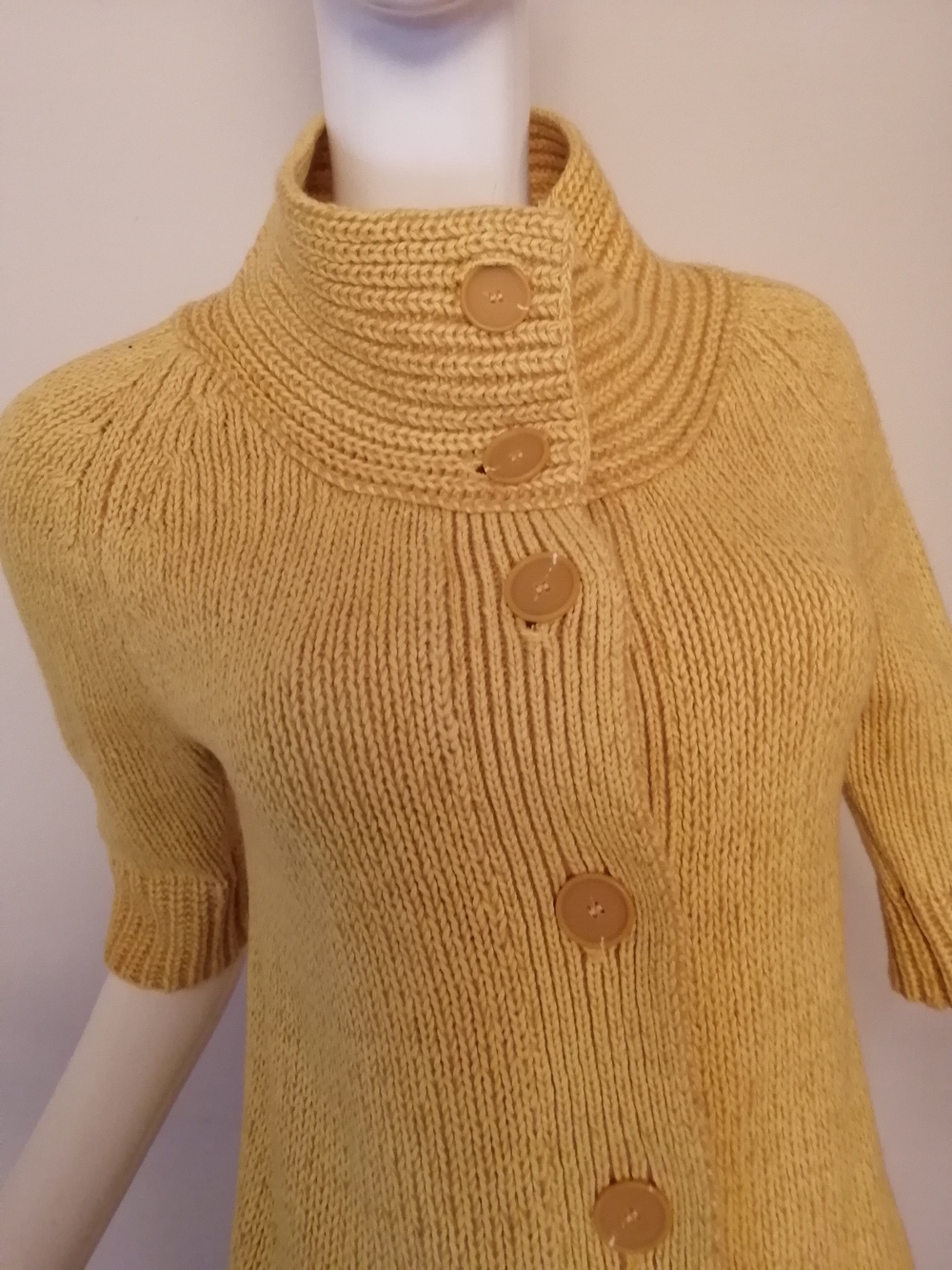 Mexx Mustard Ribbed Button-Front Short-Sleeve Cardigan - Picture 3 of 8